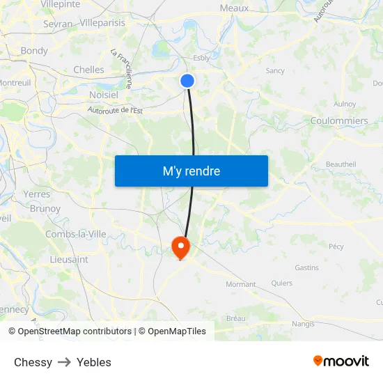 Chessy to Yebles map