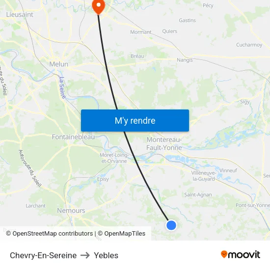 Chevry-En-Sereine to Yebles map