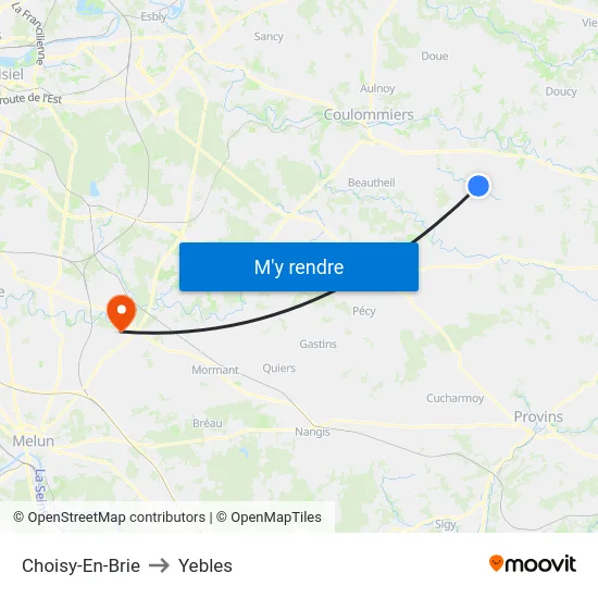 Choisy-En-Brie to Yebles map