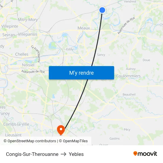 Congis-Sur-Therouanne to Yebles map