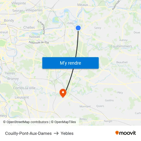 Couilly-Pont-Aux-Dames to Yebles map