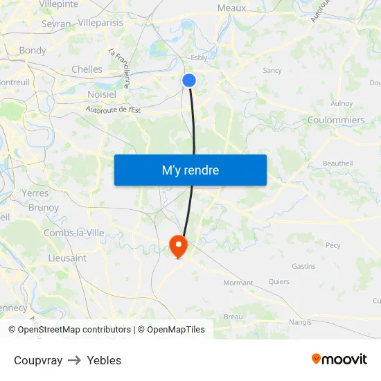 Coupvray to Yebles map