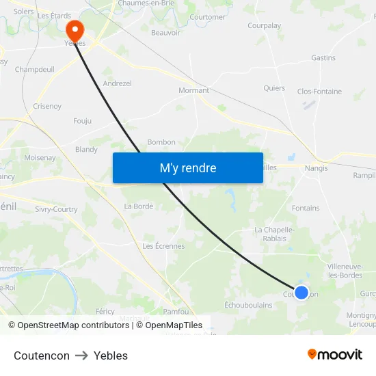 Coutencon to Yebles map