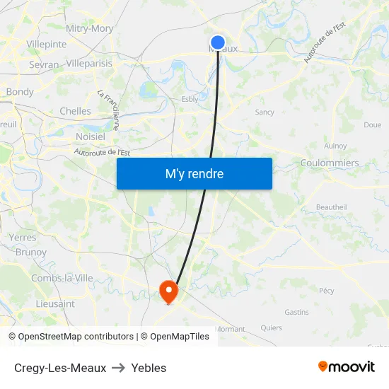 Cregy-Les-Meaux to Yebles map
