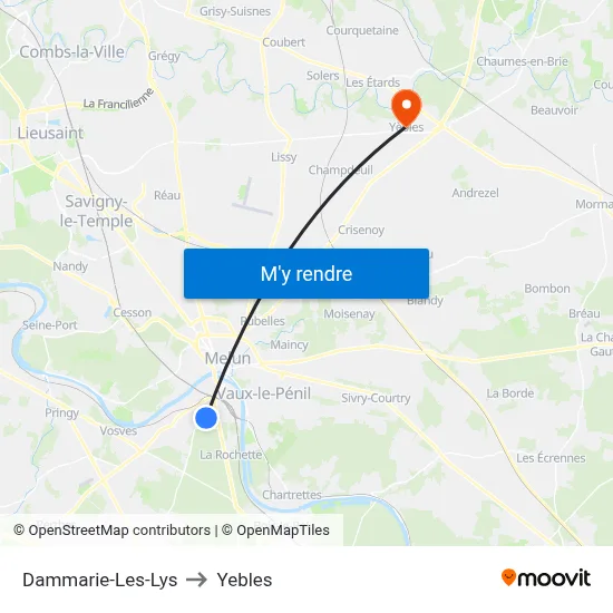 Dammarie-Les-Lys to Yebles map