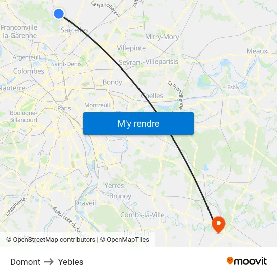 Domont to Yebles map