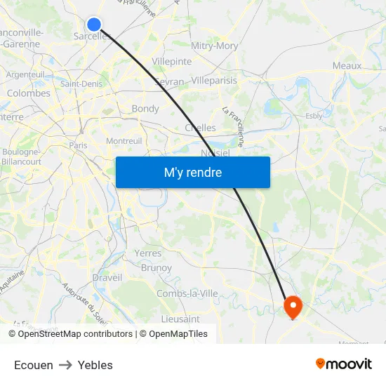 Ecouen to Yebles map