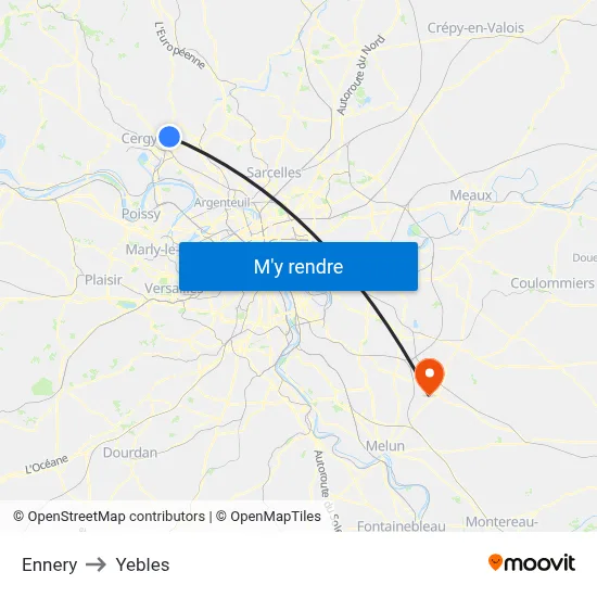 Ennery to Yebles map