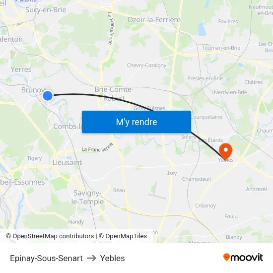 Epinay-Sous-Senart to Yebles map
