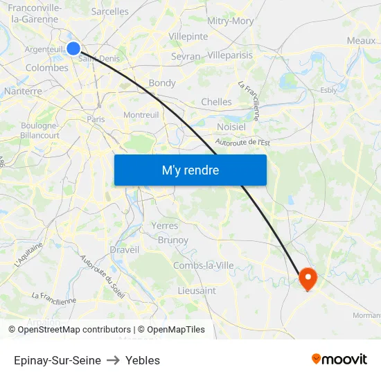 Epinay-Sur-Seine to Yebles map