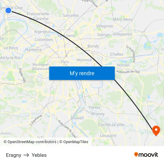 Eragny to Yebles map