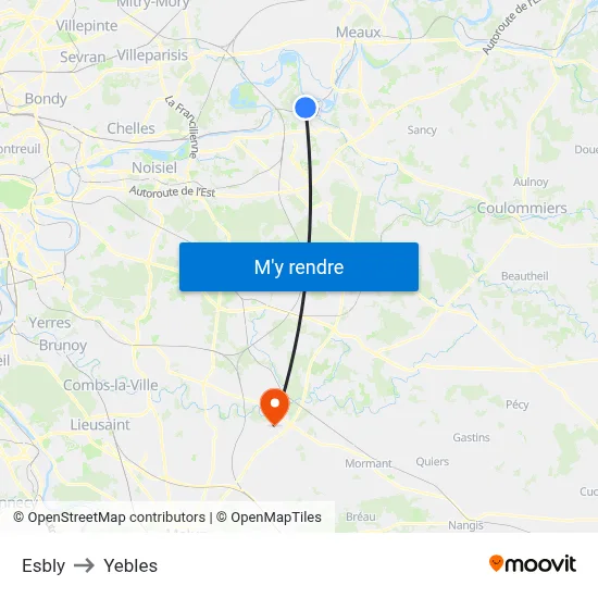 Esbly to Yebles map