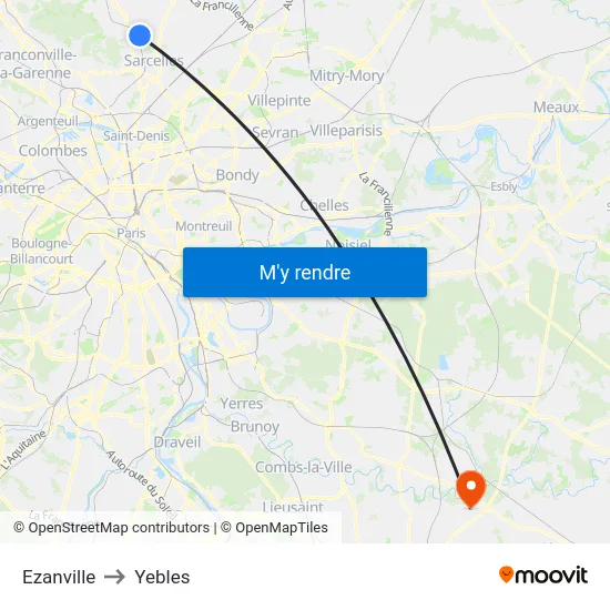 Ezanville to Yebles map