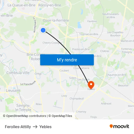 Ferolles-Attilly to Yebles map