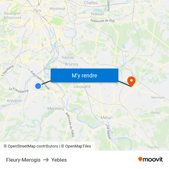 Fleury-Merogis to Yebles map