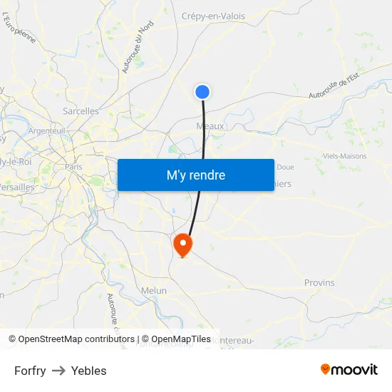 Forfry to Yebles map