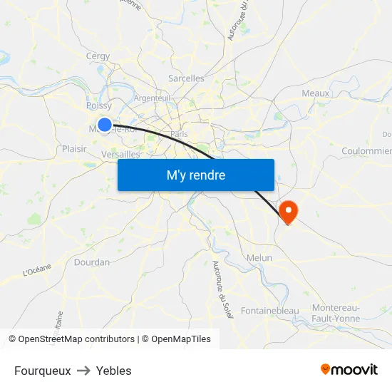 Fourqueux to Yebles map