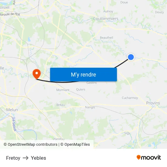 Fretoy to Yebles map