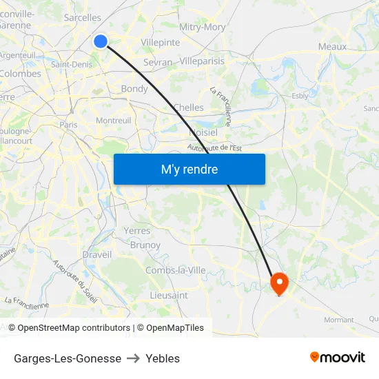 Garges-Les-Gonesse to Yebles map
