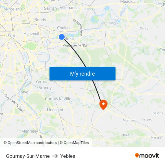 Gournay-Sur-Marne to Yebles map