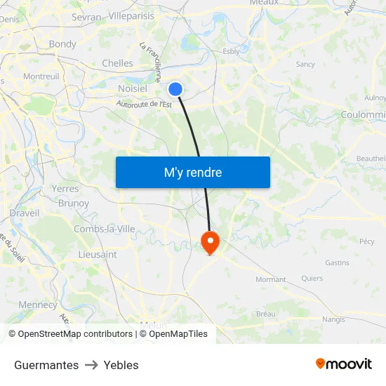 Guermantes to Yebles map