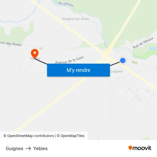 Guignes to Yebles map