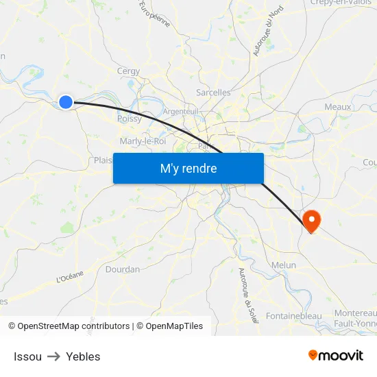 Issou to Yebles map