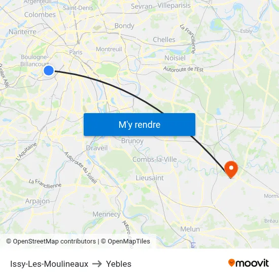 Issy-Les-Moulineaux to Yebles map