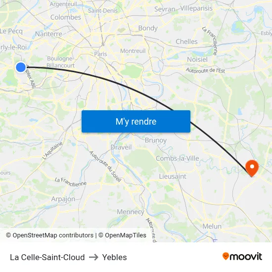 La Celle-Saint-Cloud to Yebles map