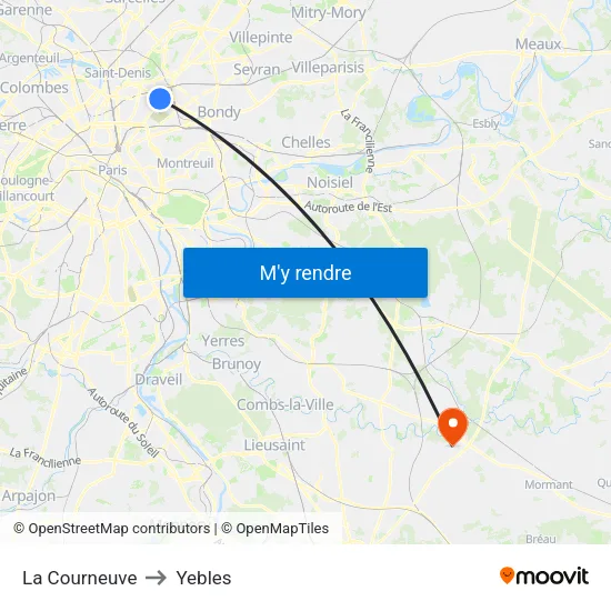 La Courneuve to Yebles map