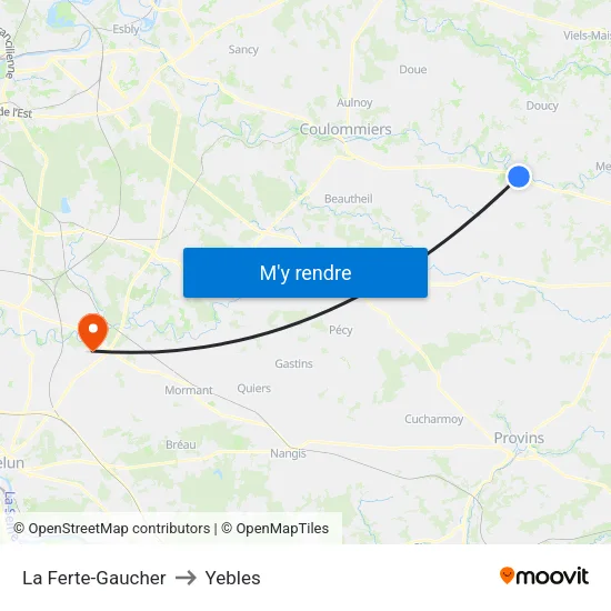 La Ferte-Gaucher to Yebles map