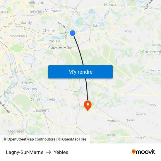 Lagny-Sur-Marne to Yebles map