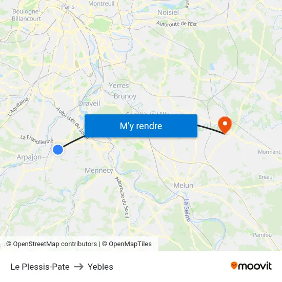 Le Plessis-Pate to Yebles map