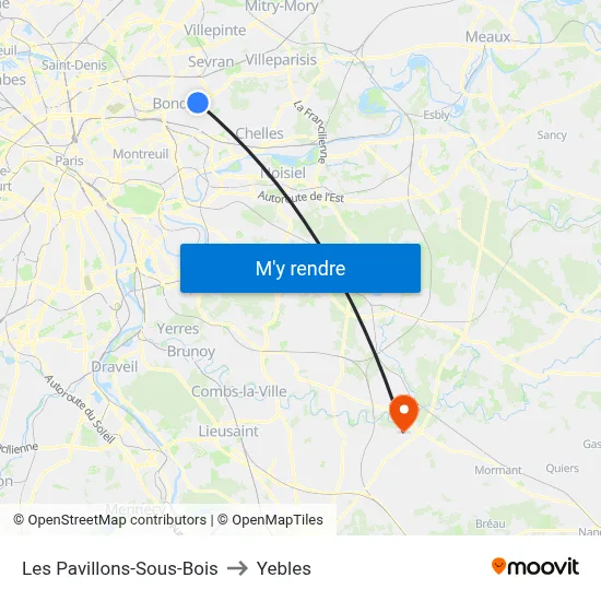 Les Pavillons-Sous-Bois to Yebles map