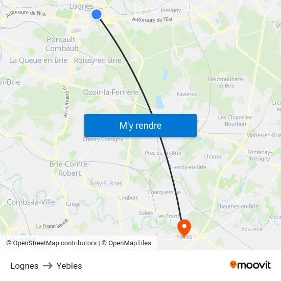 Lognes to Yebles map