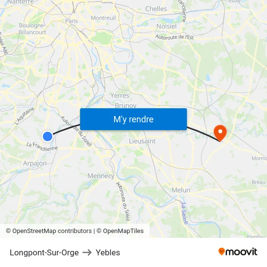 Longpont-Sur-Orge to Yebles map