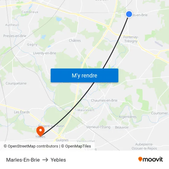 Marles-En-Brie to Yebles map
