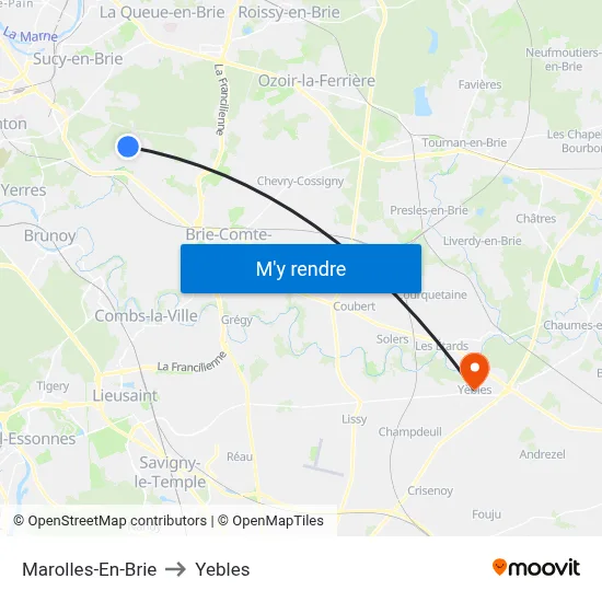 Marolles-En-Brie to Yebles map