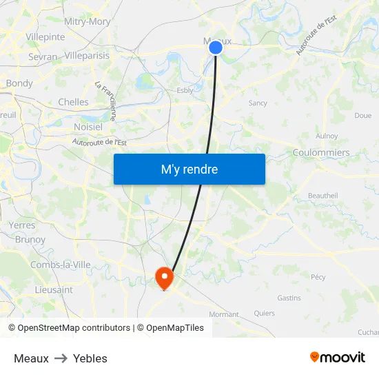 Meaux to Yebles map