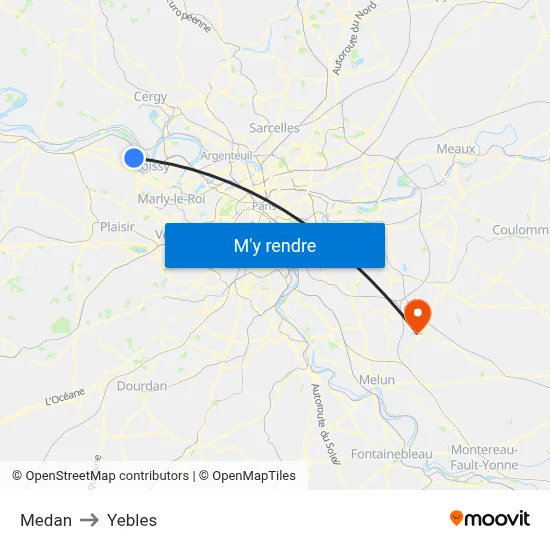 Medan to Yebles map
