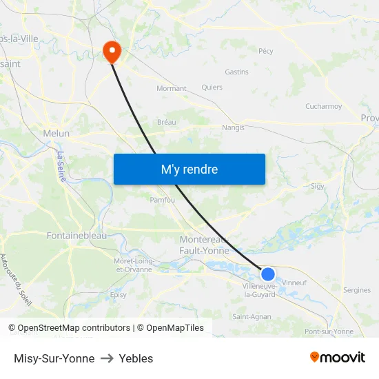 Misy-Sur-Yonne to Yebles map