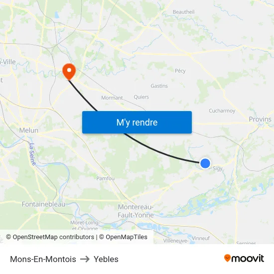 Mons-En-Montois to Yebles map