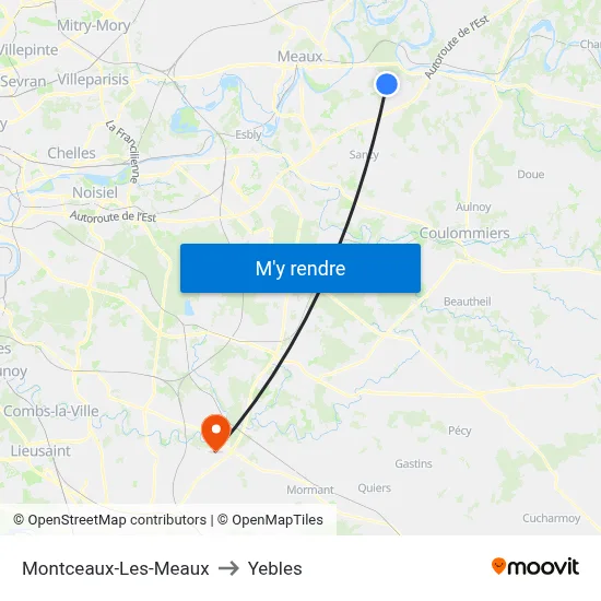Montceaux-Les-Meaux to Yebles map