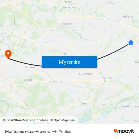 Montceaux-Les-Provins to Yebles map