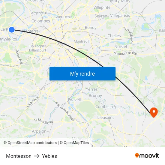 Montesson to Yebles map