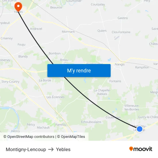 Montigny-Lencoup to Yebles map