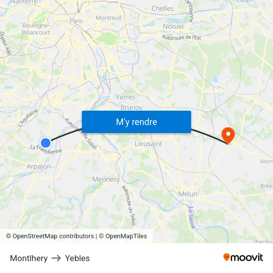 Montlhery to Yebles map