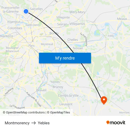 Montmorency to Yebles map