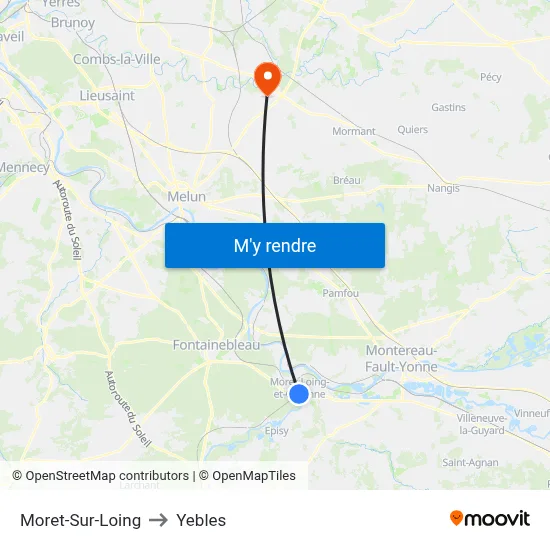 Moret-Sur-Loing to Yebles map