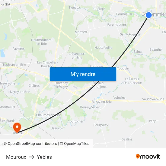 Mouroux to Yebles map